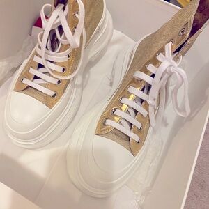 Alexander McQueen metallic gold Tread Slick sneaker Boot